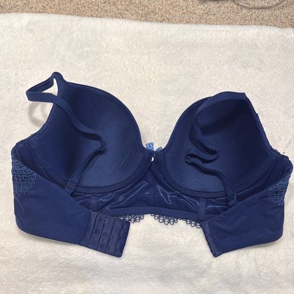 Victoria Secret Push Up Lace Bra 34DD Demi-Lined Navy Blue Women’s Adjustable - Picture 7 of 12